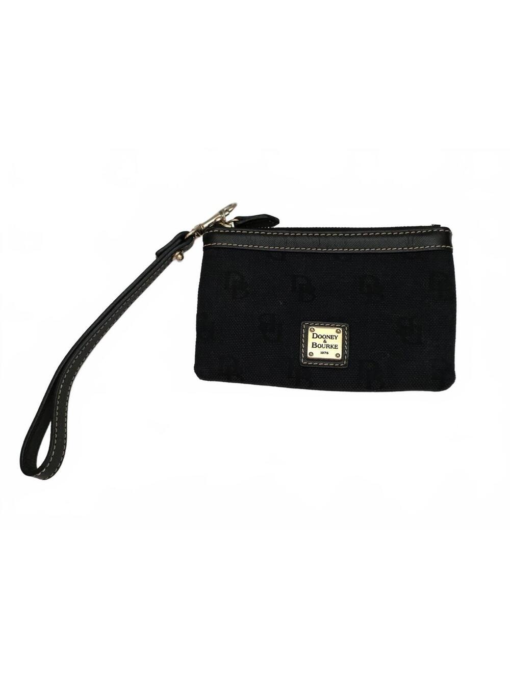 Dooney & Bourke Signature Monogram Black Wristlet With Strap